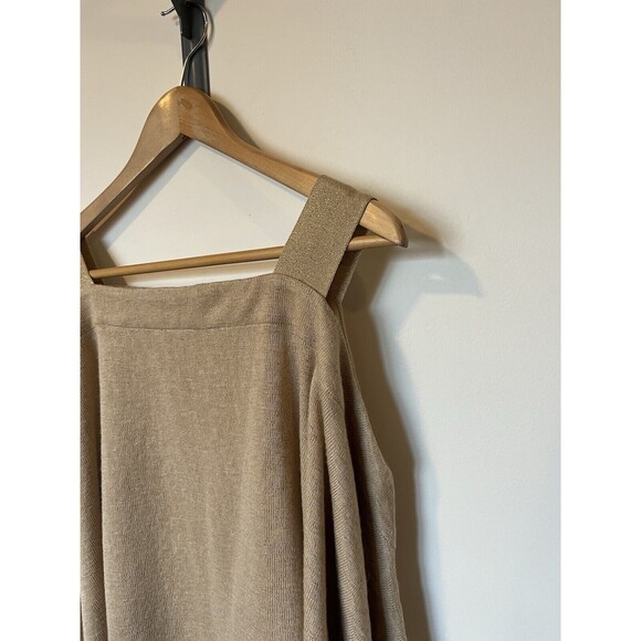Soft Surroundings Camel Color Valencia Cold Shoulder Sweater Size Medium - Picture 3 of 9